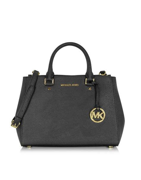 michael michael kors sutton medium satchel bag black|michael kors manhattan contrast trim.